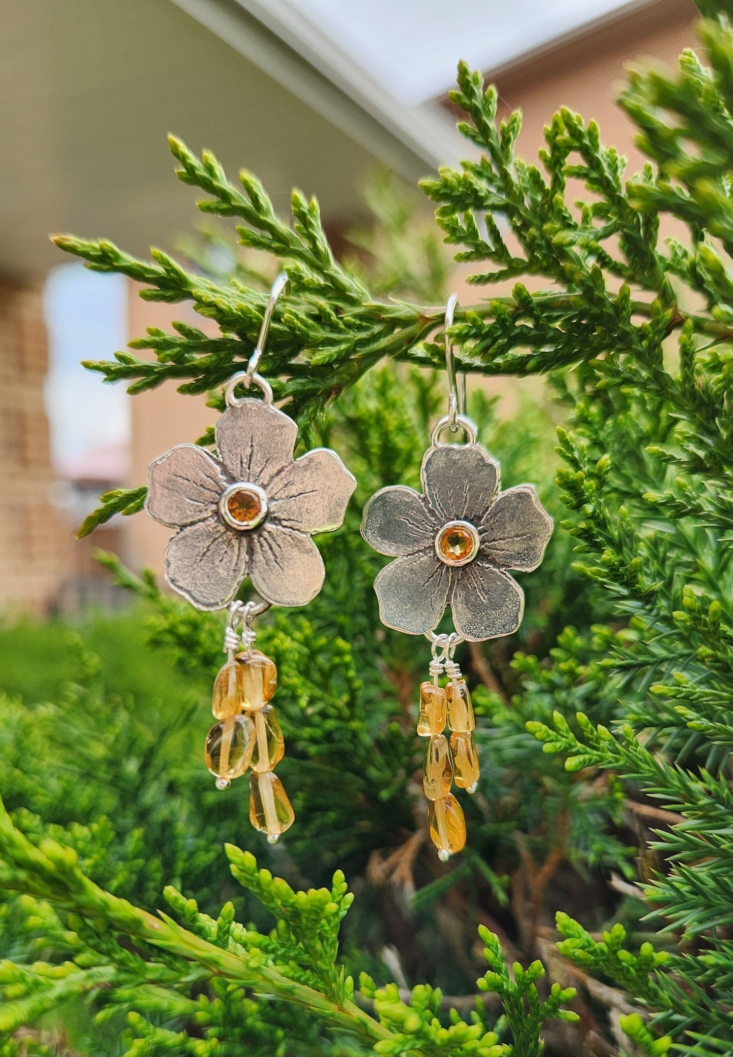 Citrine Flower Earrings - Made To Order
