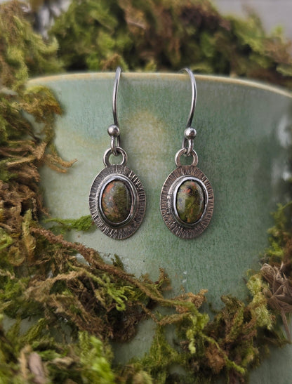 Unakite Dangle Earrings-One-of-a-Kind